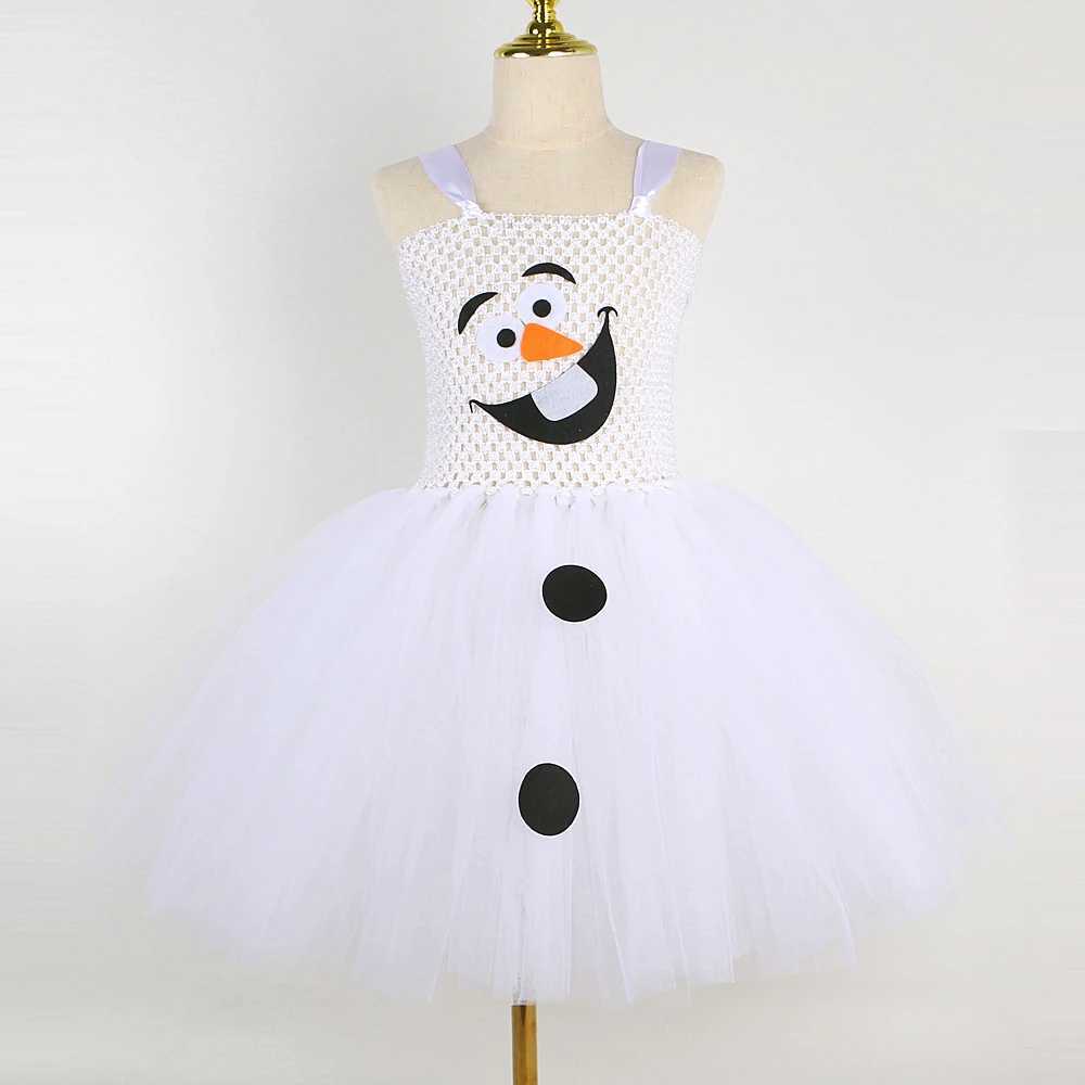 White snowman Olaf Tutu baby girl Christmas holiday costume Childrens carnival Halloween costume Childrens New Year costume W250111