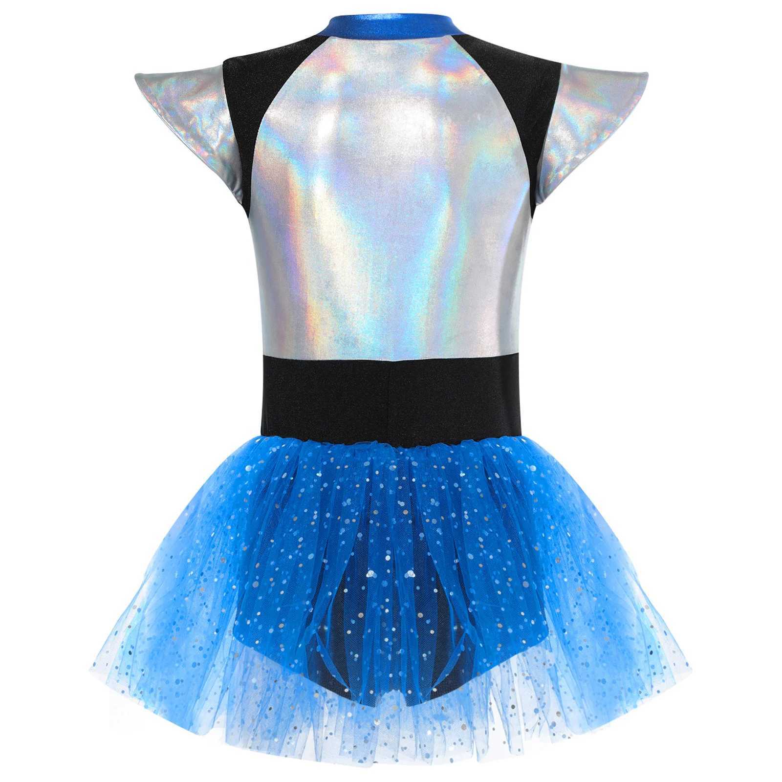 Children and girls role-playing costumes cheerleading dance dresses short sleeved shiny Spanish Tutu tight jumpsuit Halloween Par dance costume W25011