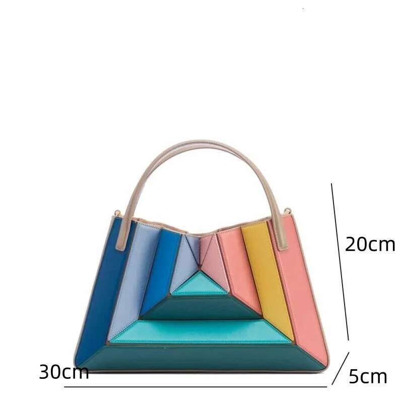 Fashion Square Women Shoulder Bags New Color Blocked Patchwork Niche Handheld Leisure Versatile Drawstring Crossbody Bag