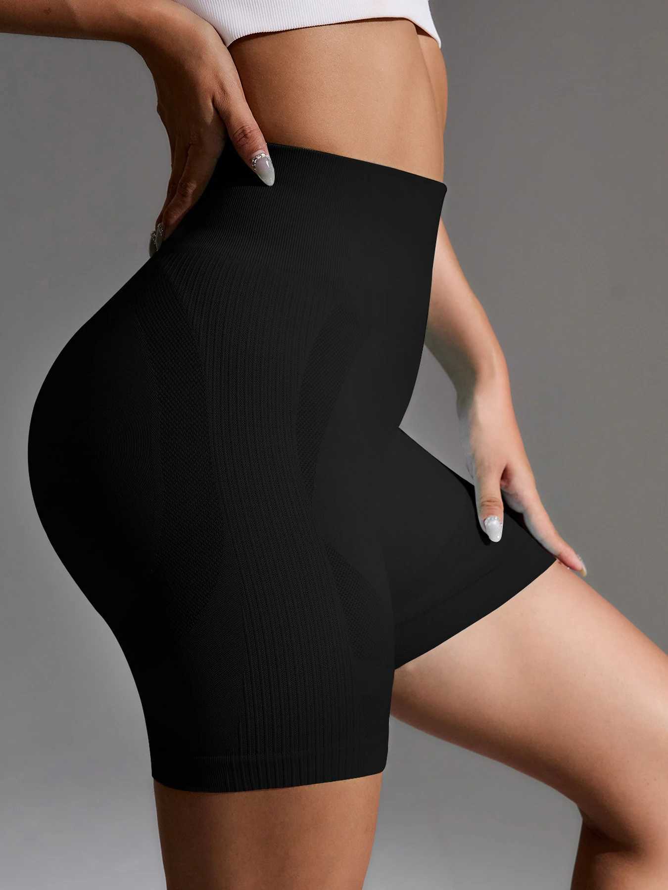 Breathable Sport Thread Running Fitness Tights Waist Lift Hip Elastic Knit Ribbed Hip Lift Yoga Shorts For WomenXJ250111
