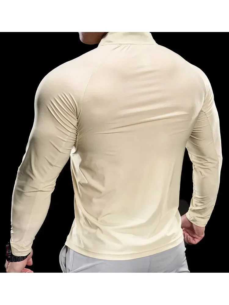 2024 Autumn New Mens Sports T-shirt Fitness Top Running Training Clothes Round Neck Quick Drying Breathable Long Sleeve W250111