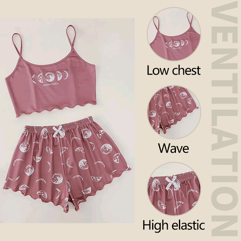 Women Pajamas Sleepwear Pajama Set Sports Camisole And Shorts Summer Soft Comfortabl Casual