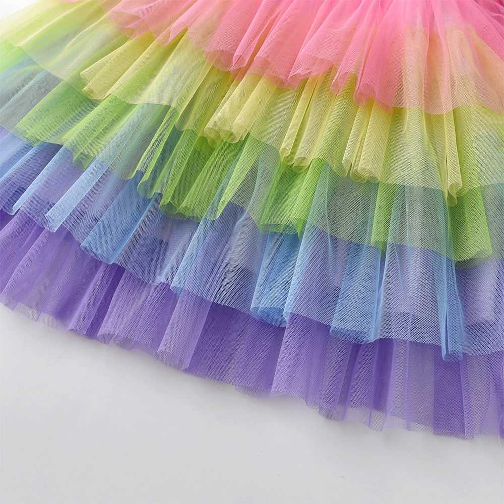 DXTON Mermaid Princess Dress Girls Thick Winter Childrens Clothing Color Gradient Grid Layer Warm Childrens Dress Clothing W250111