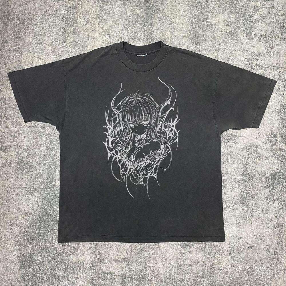 Inspiration Tattoo Artist Thread Draft Printed Laundry Short T-shirt Street Trendy Versatile Half Sleeve