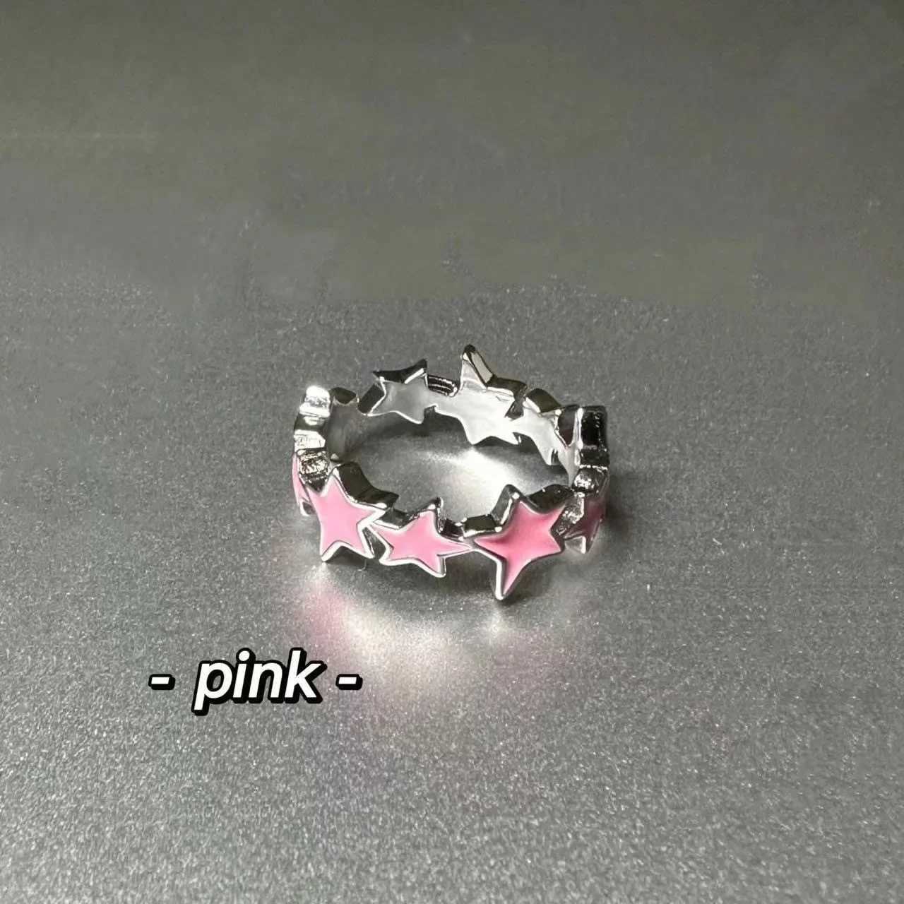Y2k Irregular Pink Stars Rings Sweet Girls Cute Opening Adjustable Ring Korean Enamel Blue Star Paired Rings Aesthetics JewelryXJ250110