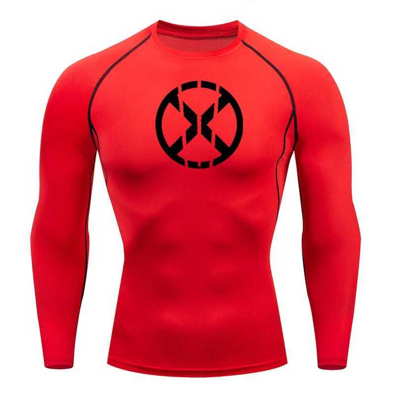 Bodybuilding clothing mens gym T-shirt compression long sleeved quick drying sunscreen basic skin T-shirt running W250111