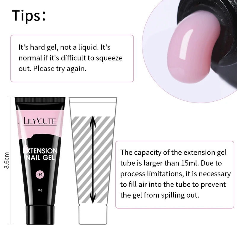 LILYCUTE 15ML Quick Gel Nail Polish Nude Milk White Color Finger Prolong Acrylic Crystal Construction Hard Varnish 241230