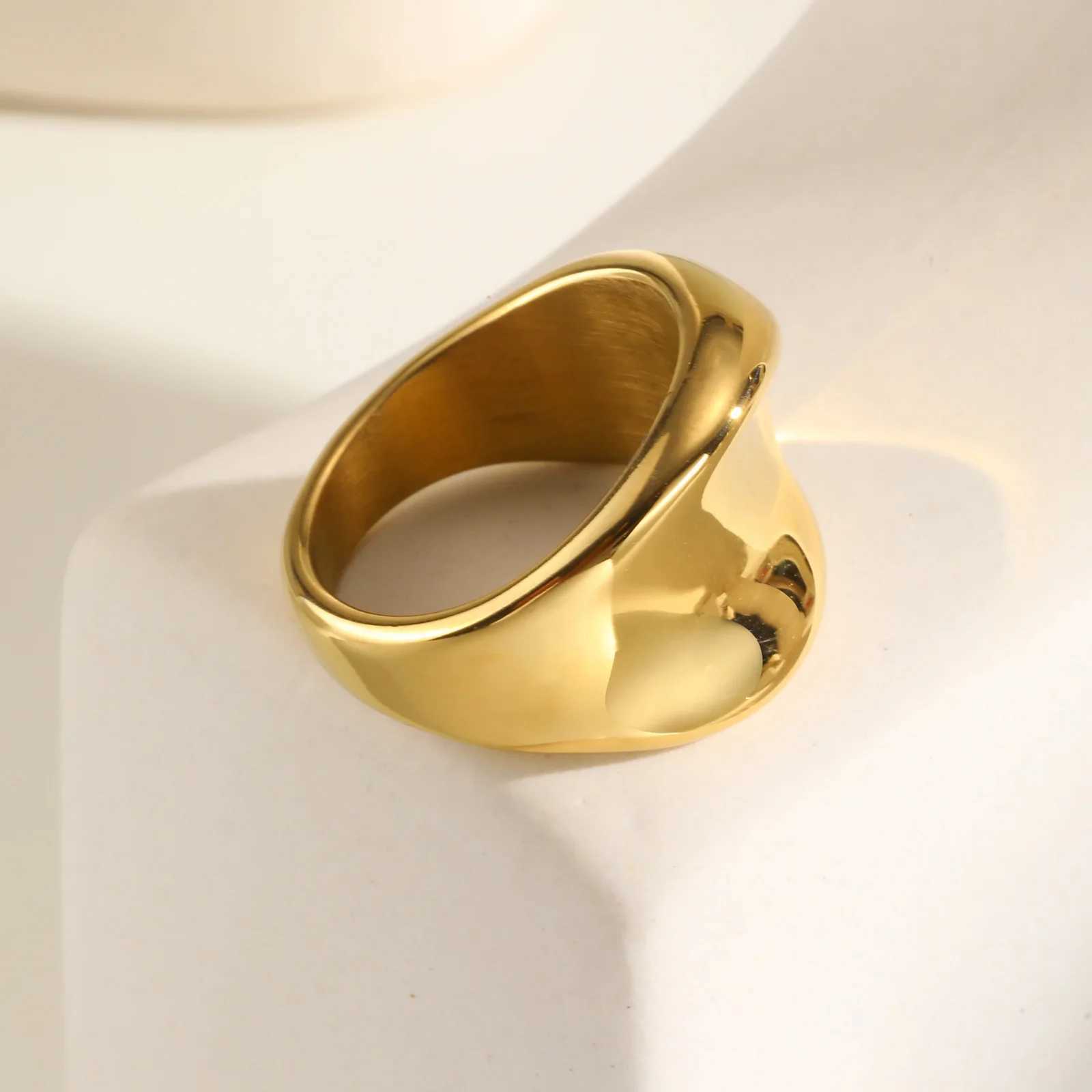 Vnox Stainl Steel Ring For Women GirlsHand Polished Smooth Metalic Texture Geometric RingsFashion Jewelry Statement GiftsXJ250110