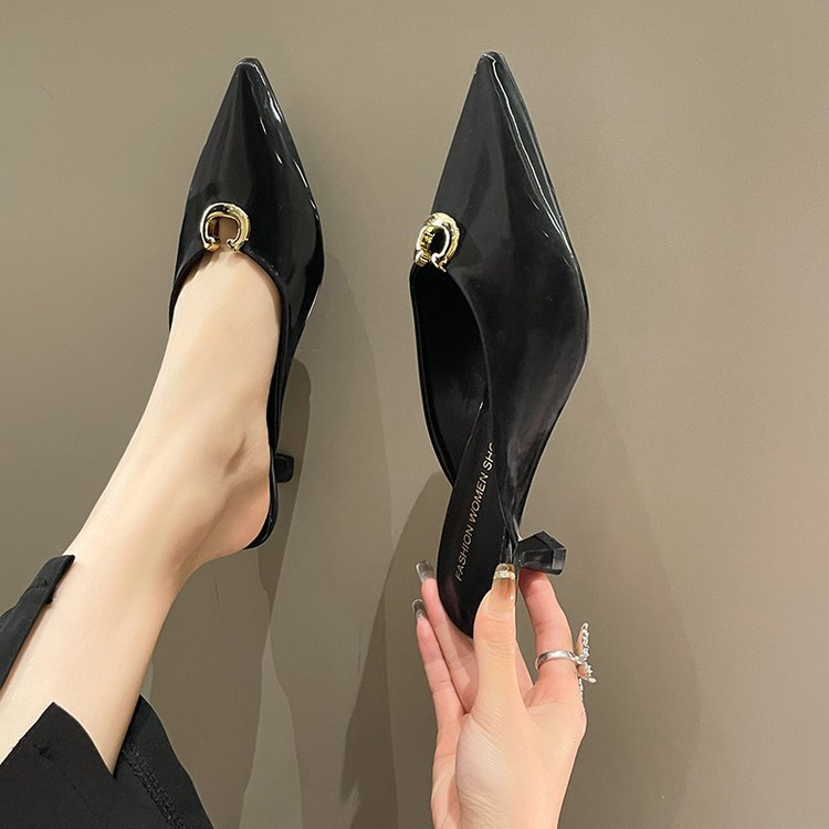 Women Slippers New Fashion High hot Heel Pointed Toe Versatile Triple Black White Yellow Green Pink Free shipping