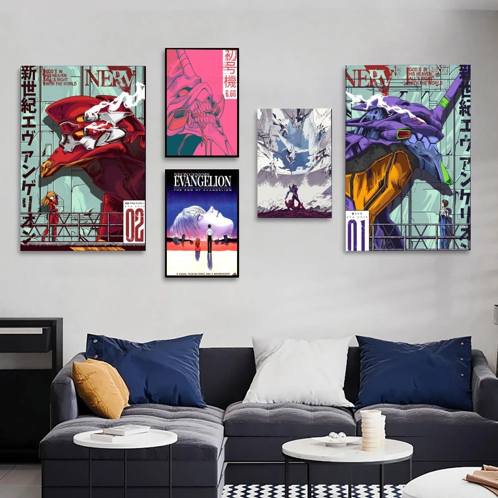 Funny Neon-Genesis-Evangelion Poster Kraft Paper Vintage Poster Wall Art Painting Study Aesthetic Art Small Size Wall Stickers