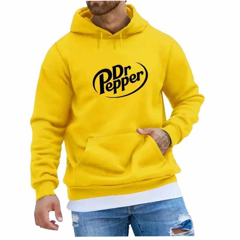 Autumn Warm Dr Pepper Letter Printed Hoodies Street Men Fashion Fleece Sweatshirts Casual Unisex Pullover TopsXJ250111