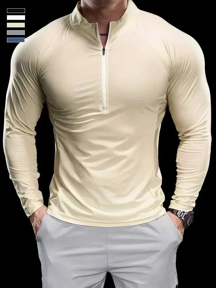 2024 Autumn New Mens Sports T-shirt Fitness Top Running Training Clothes Round Neck Quick Drying Breathable Long Sleeve W250111