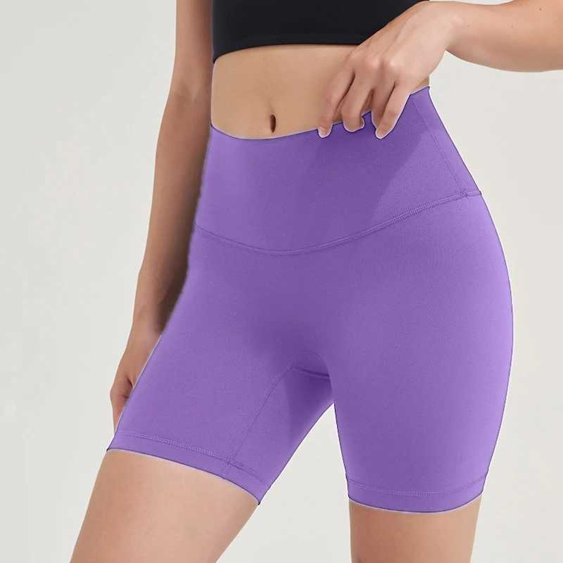 Solid color soft womens yoga shorts high waisted pocket tight fitting 4-point shorts fitness running sports shortsXJ250111