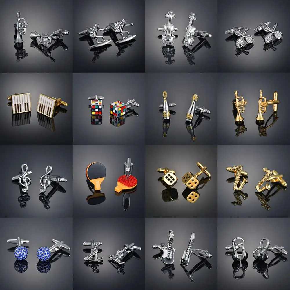 Copper material plating entertainment hobbies cufflinks musical notes chromatics piano guitar French shirt acce W250111