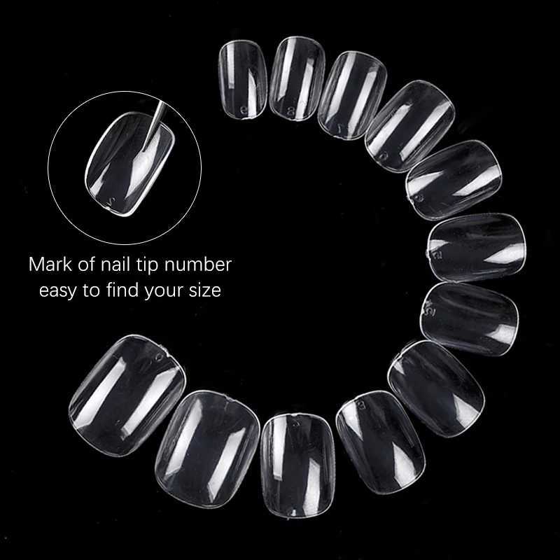 Acrylic Extension Fake Nails Full Coverage False Nails Tips Clear Transparent Full Round Press on Salon Tip Manicure ToolsXJ250110