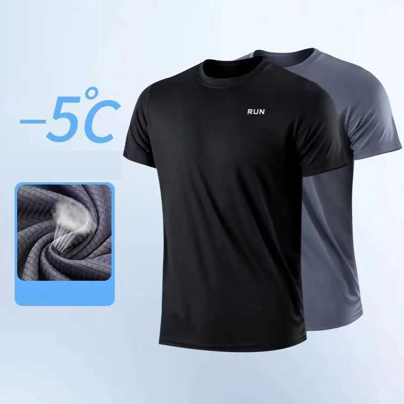 Mens quick drying short sleeved gym running moisturizing round neck T-shirt training gym sports shirt lightweight top W250111