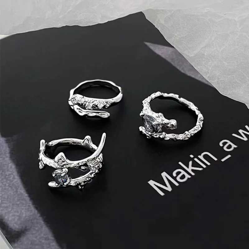 Punk Irregular Rings With Opal Aesthetic Egirl Hollow Vintage Stone Rings For Women Y2k Open Ring Tren JewelryXJ250110