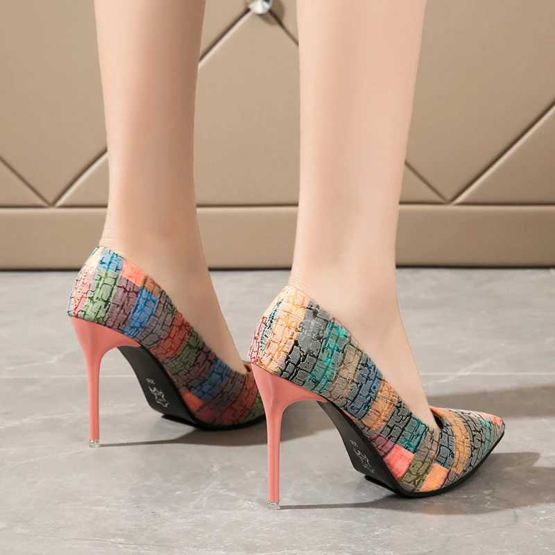 New Arrival Pointed Toe womens high heels super high heels fashionable and sexy womens shoes embroidered plain weave pattern womens large size 42 T250
