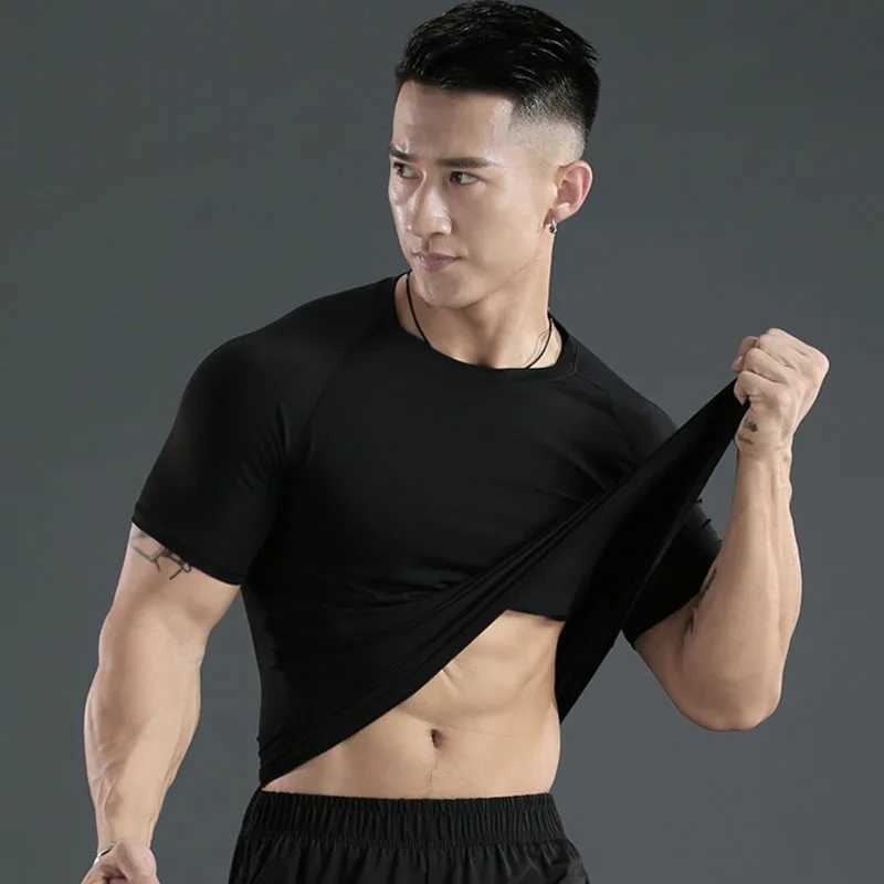 Sports fitness short sleeved running T-shirt quick drying gym jersey compression shirt elastic tight mens sportswear W250111