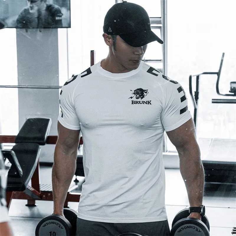 2024 Summer New Mens Sports and Leisure Running Fitness Shirt Fast Drying Breathable Training Short Sleeve T-shirt W250111