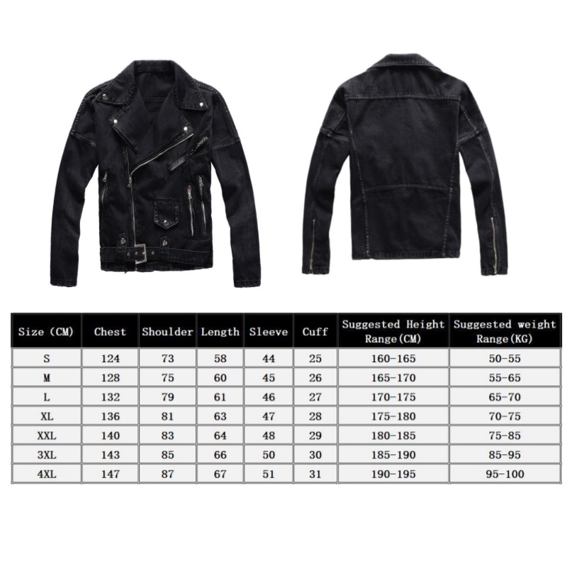 Black Coat Men's Denim Jacket Fashion Tide Slim Fit Outer Punk Style Motorcycle Jacket Boys Coats Spring Autumn MALE Cowboy Outerwear Tops XXXXL