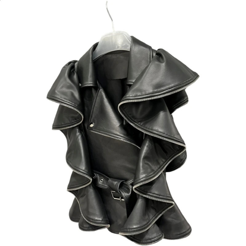 leather vest sheepskin jacket fashion n y womens genuine chaqueta piel genuino mujer 250108