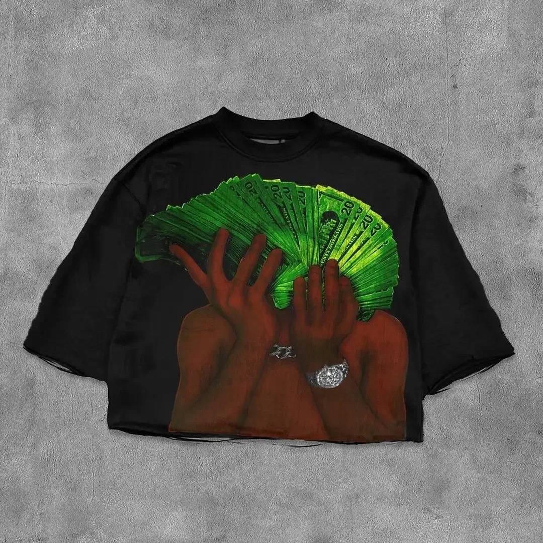 Advanced Y2K Street Harajuku Hip hop men top short sleeve Tshirt Goth casual print loose Oversized shirt 250108