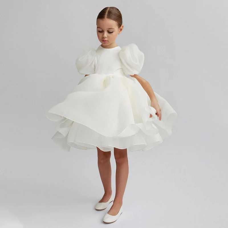 Girls white cake layered dress childrens sleeveless elegant Par wedding birthday Tutu princess Vestidos childrens summer clothing W250111