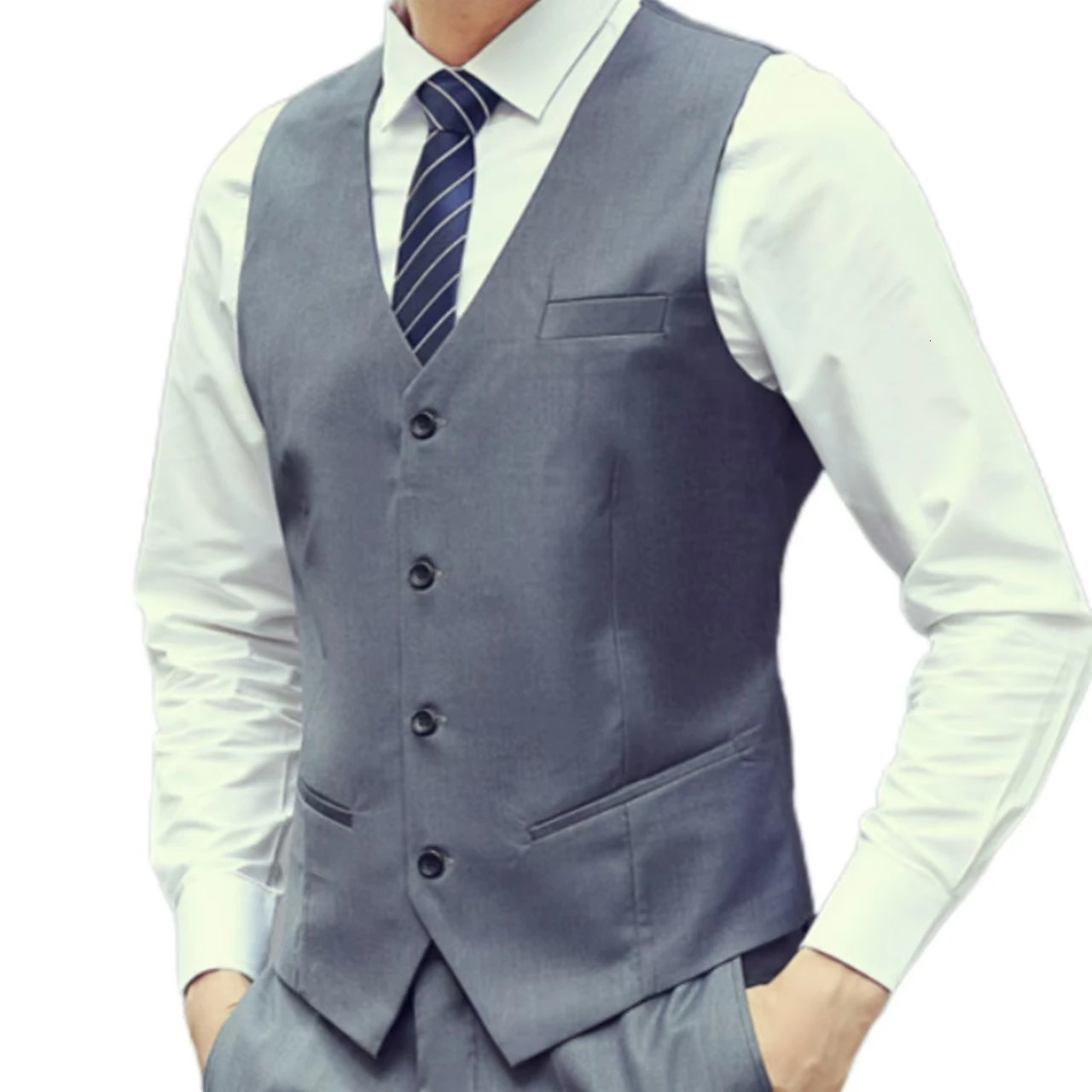 Retro Style Vest with VneckCasual Business Cardigan for Mensinglebreasted Suit Vests Menvest Office 250107