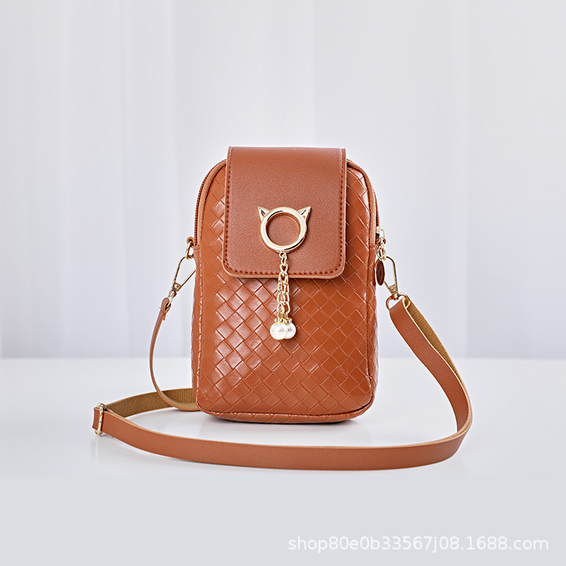 Mobile phone bag, fashionable women's shoulder bag, white, black, brown, black, green