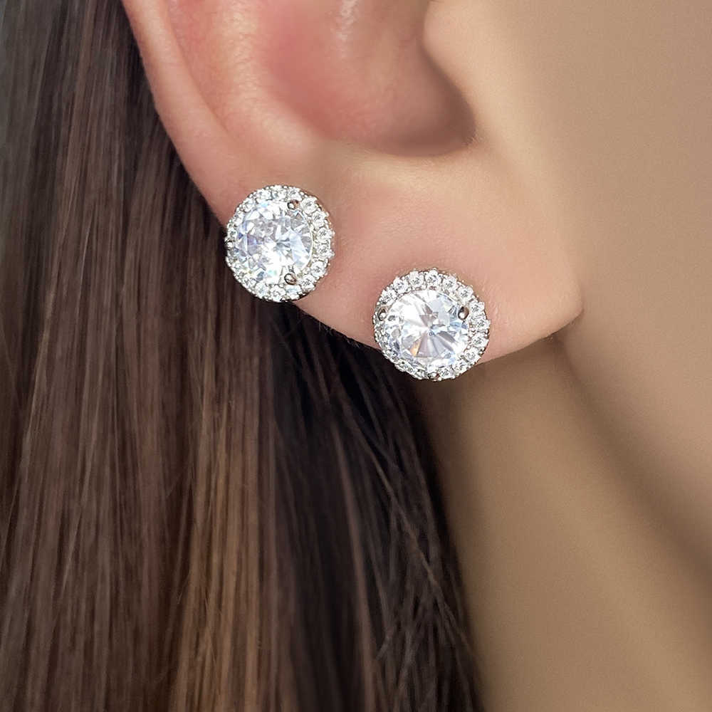 foxi hot selling S925 silver clear cz stud earrings high quality 100% 925 sterling silver stud earrings for women