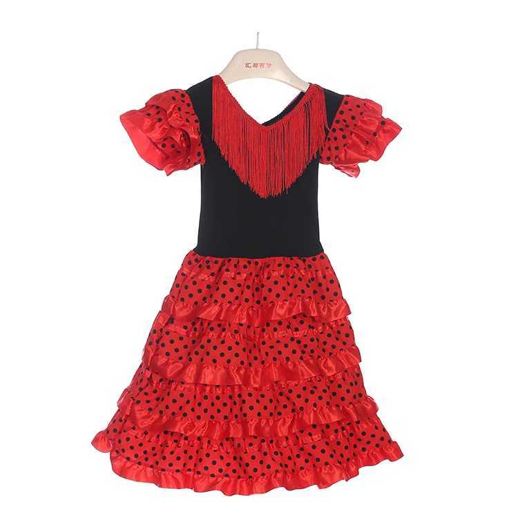 Girl Dress Beautiful Spanish Flamenco Dancer Costume Childrens April Seville Performance Dance Costume W250111