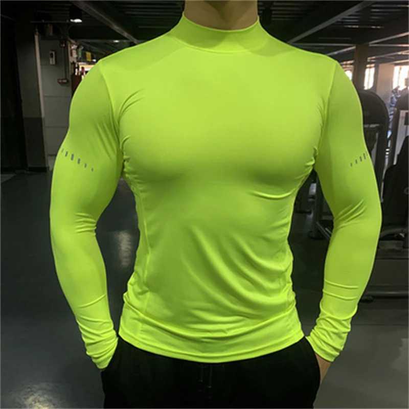 Compressed elastic T-shirt mens quick drying breathable long sleeved top gym sports T-shirt mens casual T-shirt outdoor sportswear W250111