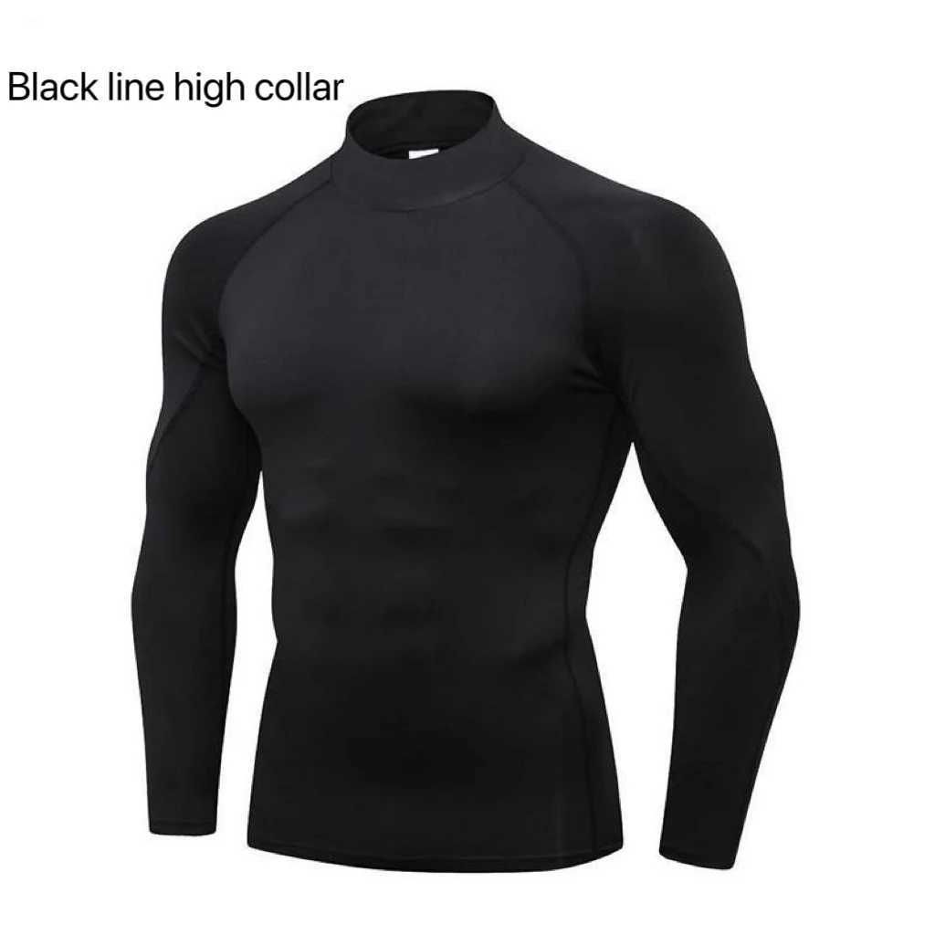 2 pieces of mens long sleeved thermal underwear thin and tight suitable for quick drying and elastic fitness tops worn by Sprots in autumn and winter 