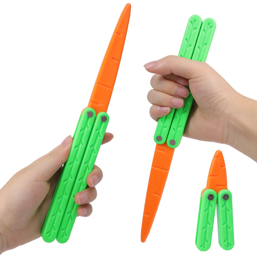 New 3D Gravity Butterfly Training Knife Carrot Gravitys Knife Decompression Toy Children Decompressions Push Card Small Toys
