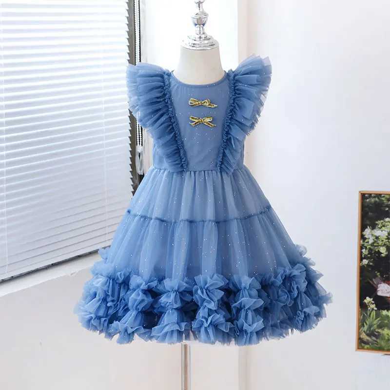 Baby Girl Tutu Princess Dress Baby Butterfly Puff Sleeves Childrens Gauntlet Viscount Par Birthday Baby Clothing L468 W250111