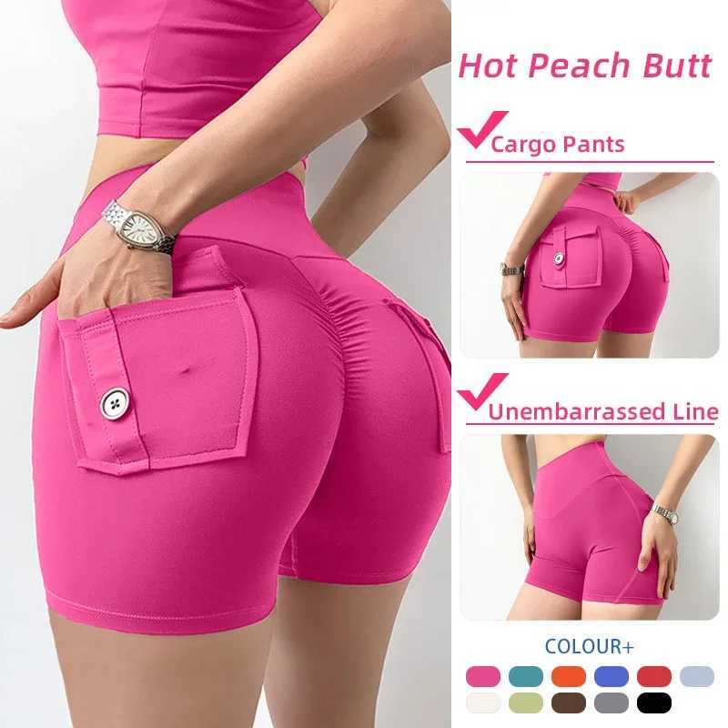 Yoga Shorts for Women Pocket Scrunched Butt Gym Leggings High Waist Push Up Tights Sexy Sports Shorts Fitness Running ShortsXJ250111