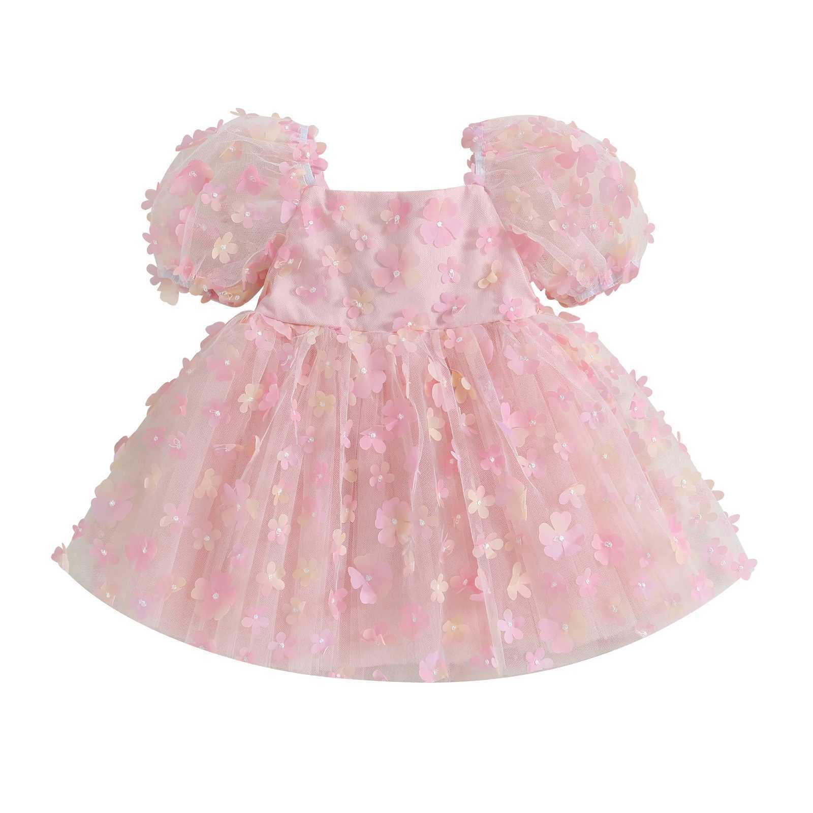 1-6Y childrens baby dress childrens floral chiffon Tutu Par wedding girls birthday dress summer clothing W250111