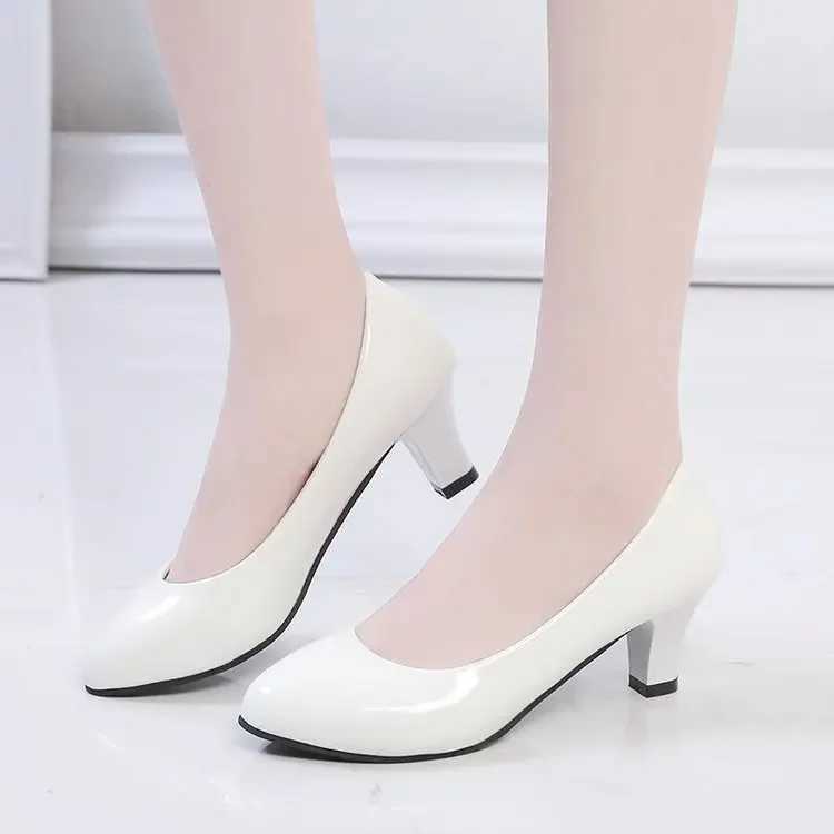 New Arrival Womens leather high heels new high-quality shoes classic black and white pump suitable for office womens white high heels red sexy high he