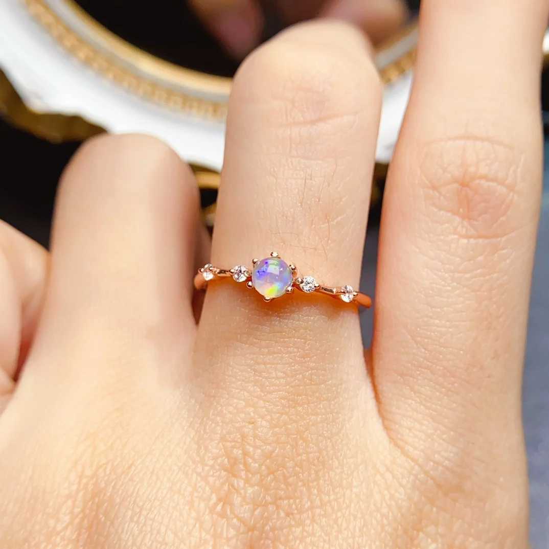 FS 4mm Natural Opal S925 Pure Silver Ring Suitable for Women Exquisite Fashion Charm Wedding Jewelry MeiBaPJ Certificate W250111