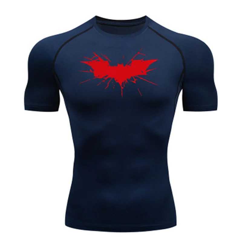 Printed mens sports compression shirt sports fast drying breathable rush protection sports tight training top summer mens style W250111