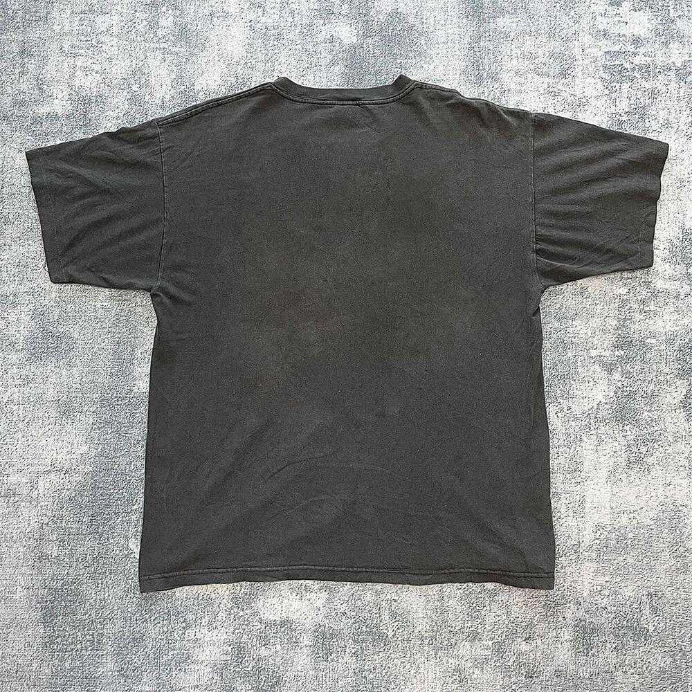 Ins niche design sense American vintage washed printed short sleeved T-shirt for men women loose and versatile couple top