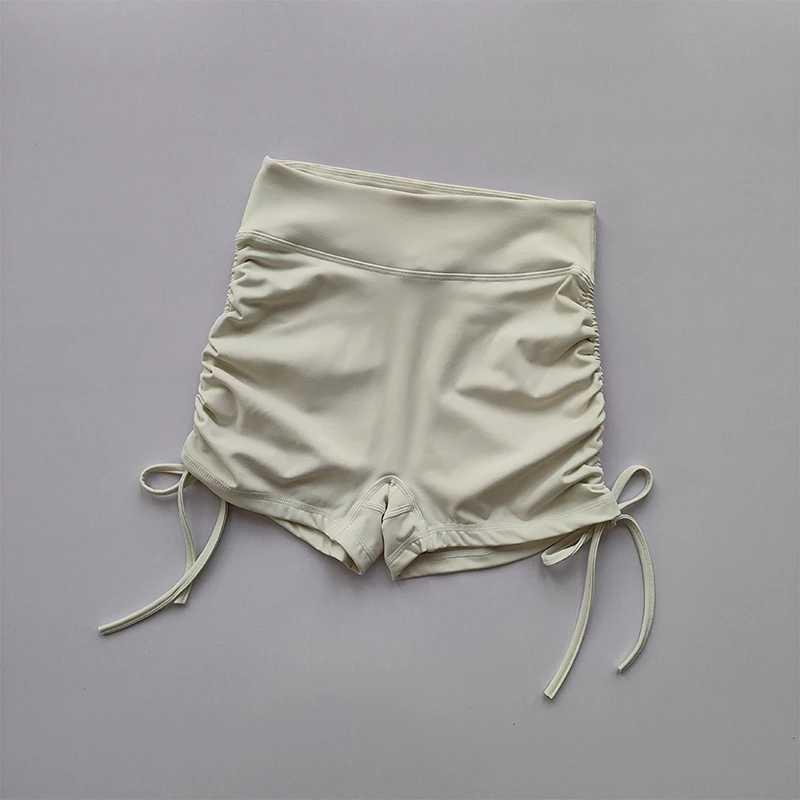 High Waisted Sexy Fitness Shorts Drawstring Straps Quick Drying Running Three Piece Pants Women Peach Buttocks Sports Hot PantsXJ250111