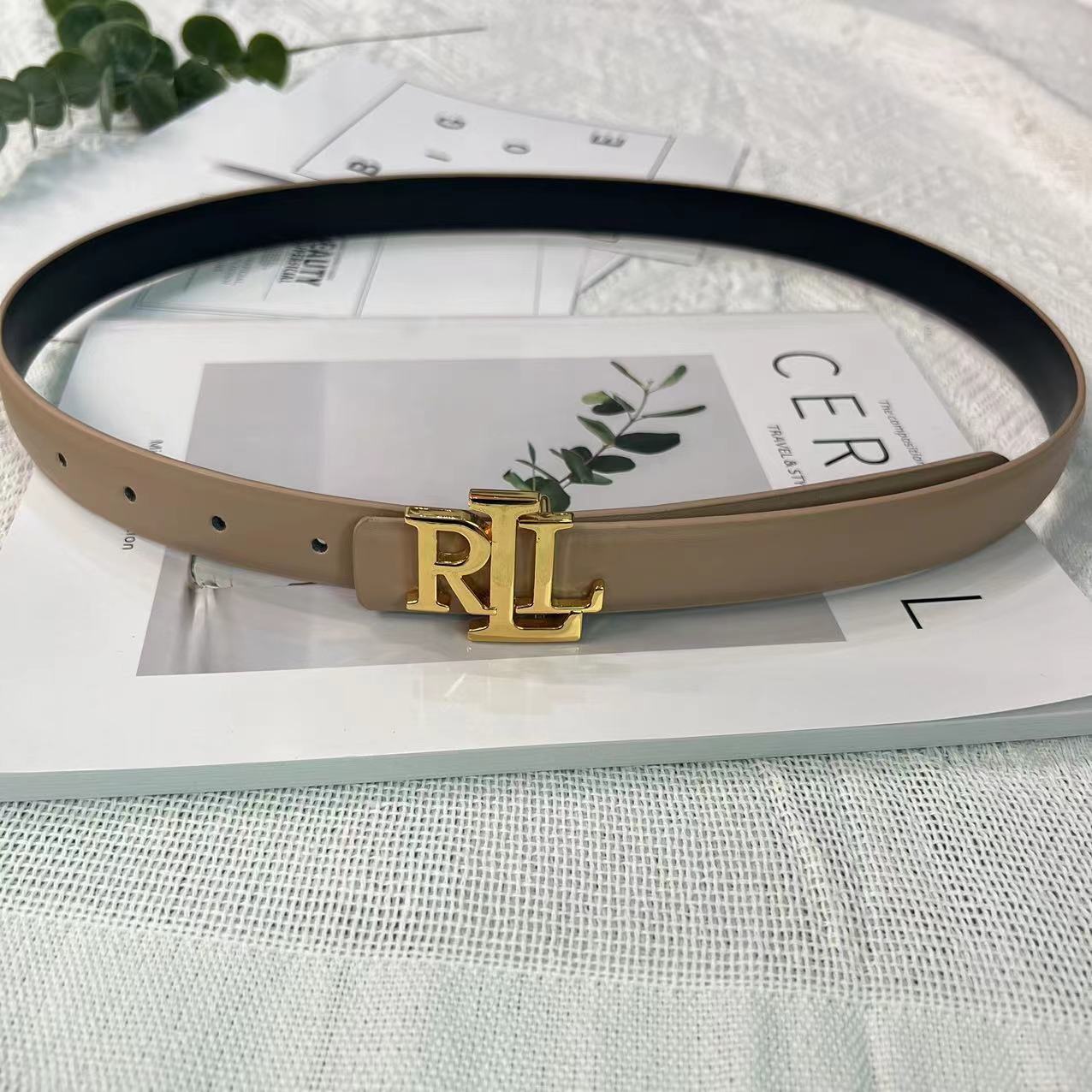 RLL Woman beige belt High quality women's gold/silver/black belt buckle belt with box