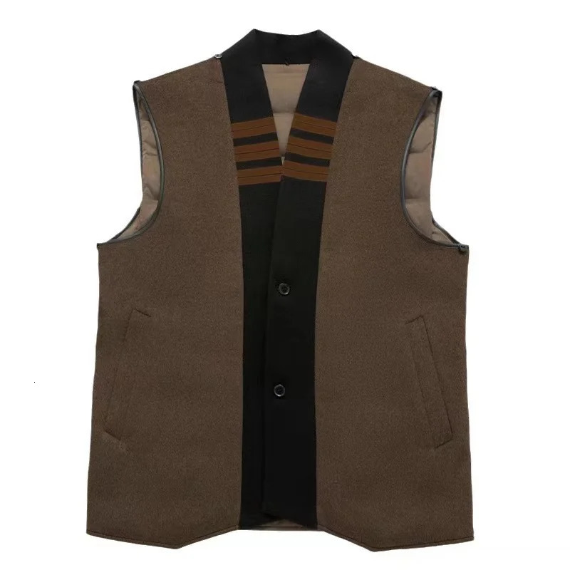 AutumnWinter Mens Double sided Fleece Coat 70 Wool Quality Fabric Detachable Down Inner Tank Business Leisure Warm 250106