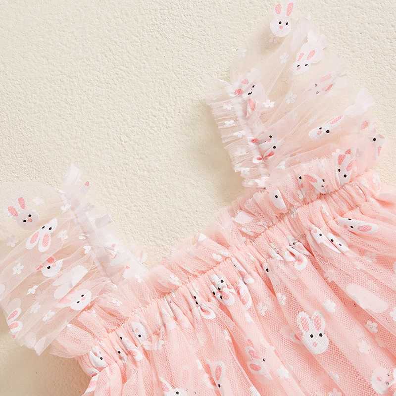 Preschool girl sleeveless dress Easter set casual summer carrot/rabbit print mesh chiffon dress cute clothes W250111