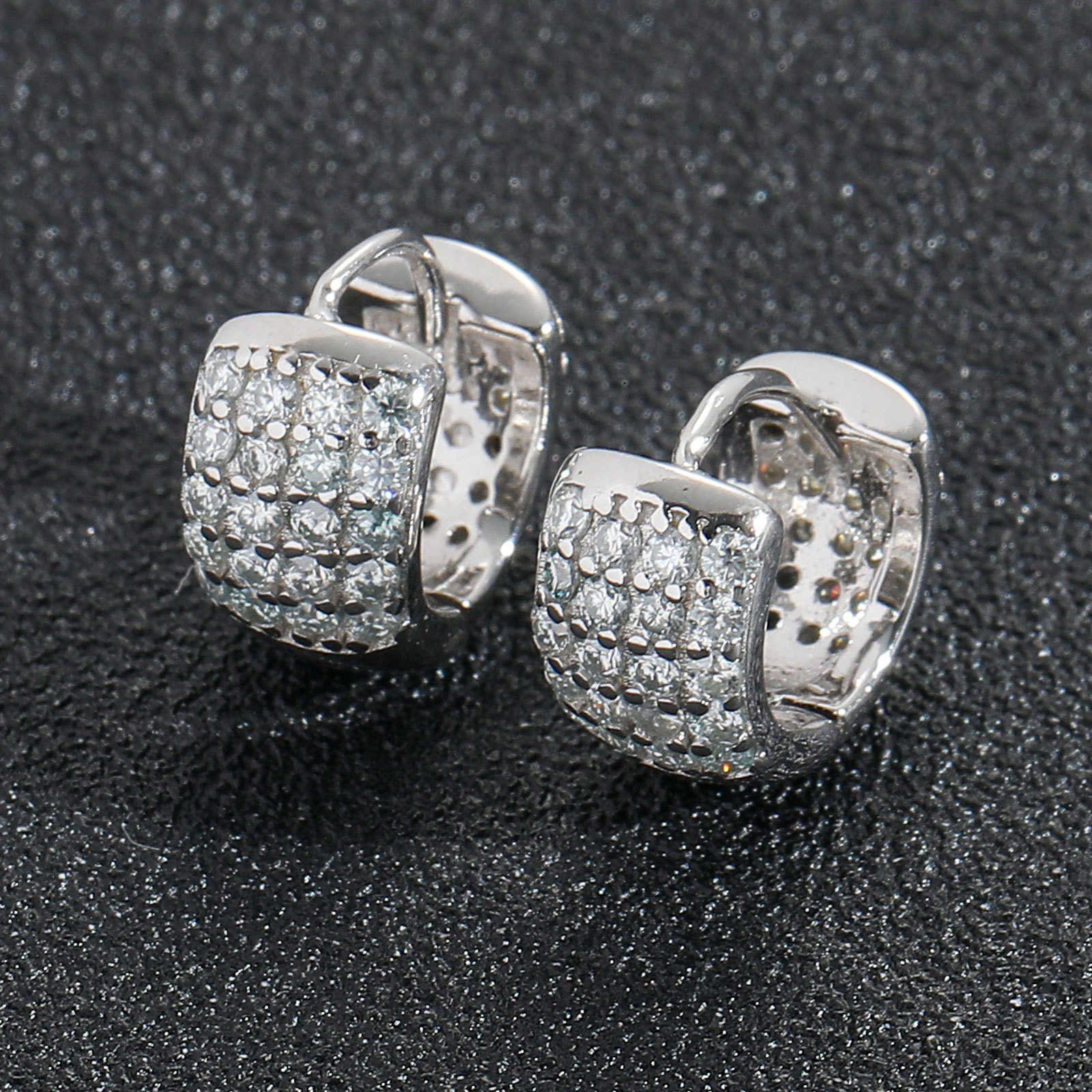 BES Earrings Micro Paved Cubic Zirconia Trendy 925 Sterling Silver Moissanite Round Shaped Stud Earrings Hip Hop Jewelry