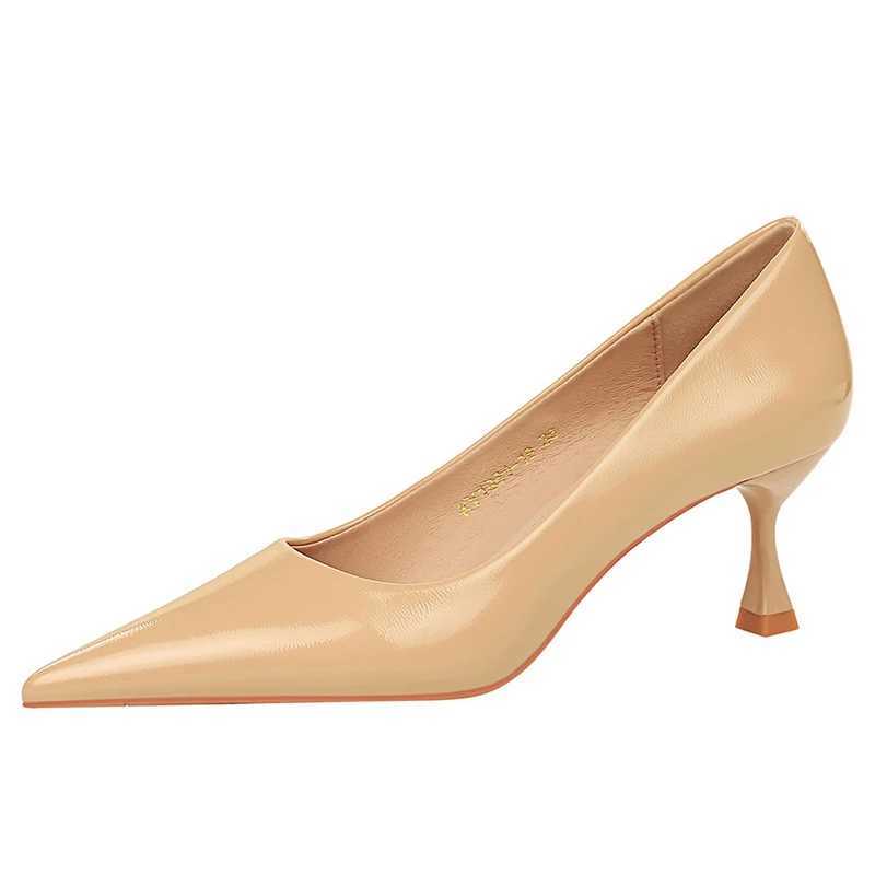 New Arrival BIGTREE Womens Shoes 5.5cm High Heels Patent Leather Womens Pump Professional OL Office Shoes Fashion Kitten High Heels Large Size 42 43 T