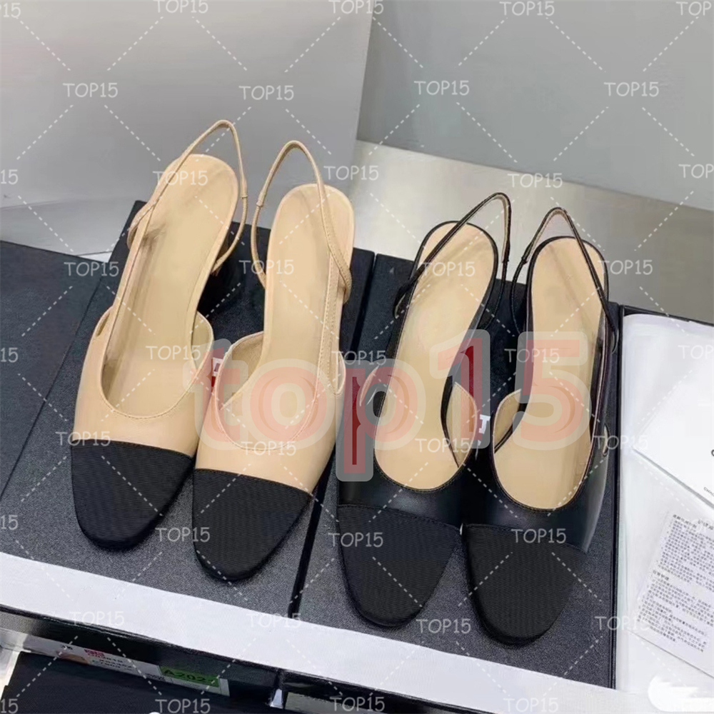 Designer Sandales Ballet Flats Chaussures Slingback High Heels Paris Brand Femmes Habillère Chaussure Black Quilted Great Cuir Slip on Ballerine