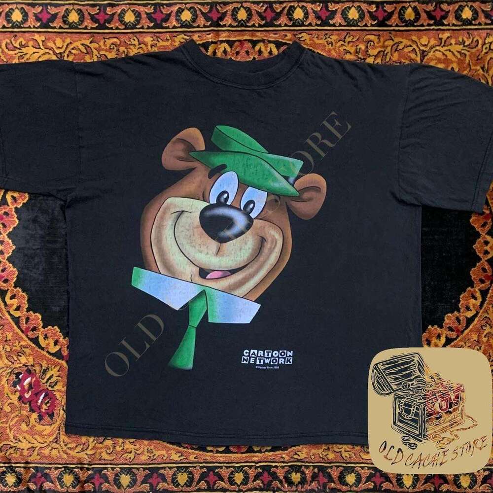 Versatile cartoon Yogi Bear yoga bear print summer round neck college style niche trendy short sleeved T-shirt